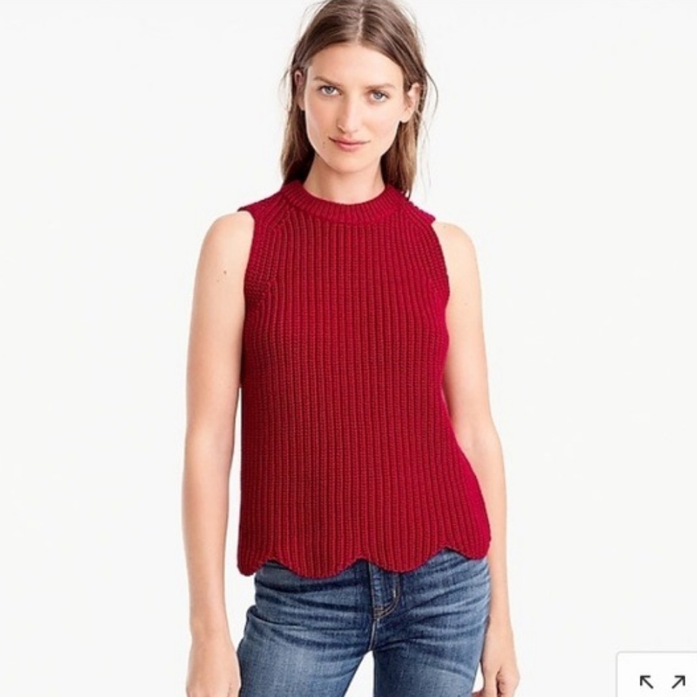 J. CREW Scalloped Knit Sweater Shell NWOT